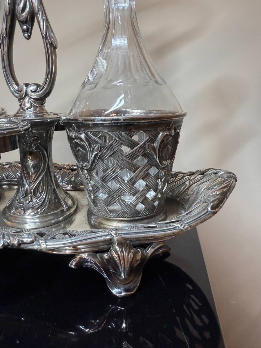 Solid Silver Oil And Vinegar Set By A Silversmith-photo-4