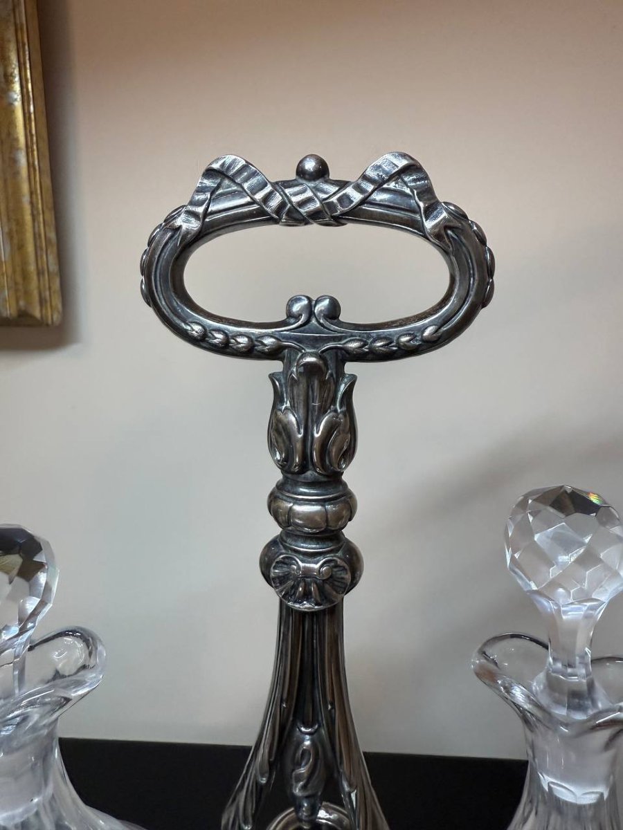Solid Silver Oil And Vinegar Set By A Silversmith-photo-6