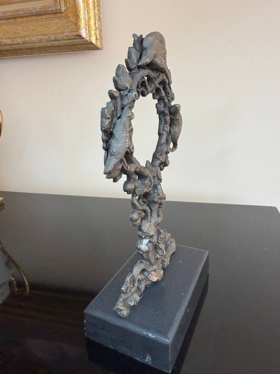 PORTE-MONTRE EN BRONZE À DÉCOR DE VIGNE ET D'ANIMAUX-photo-5