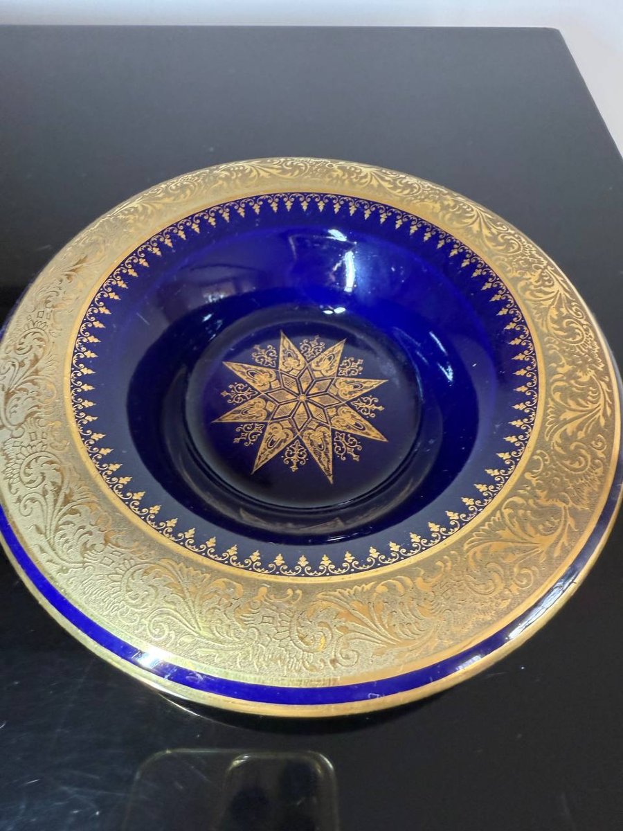 Cendrier en porcelaine de limoges , cobalt bleu-photo-2