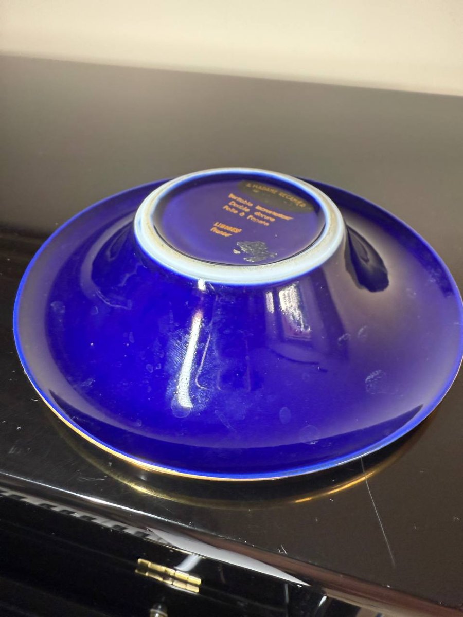 Cendrier en porcelaine de limoges , cobalt bleu-photo-3