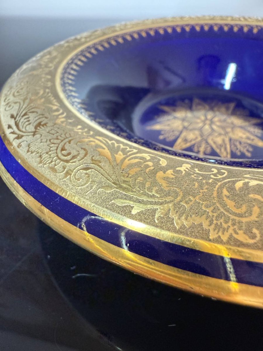 Cendrier en porcelaine de limoges , cobalt bleu-photo-4