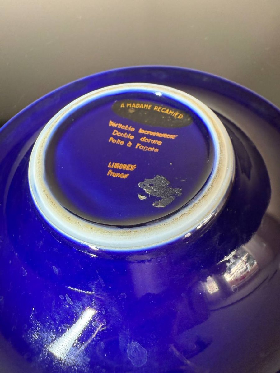 Cendrier en porcelaine de limoges , cobalt bleu-photo-1