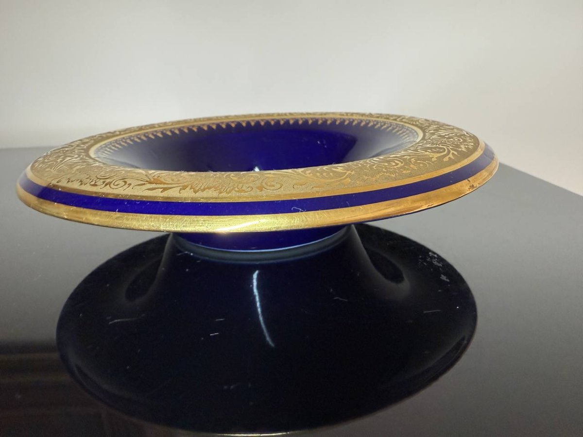 Cendrier en porcelaine de limoges , cobalt bleu-photo-2