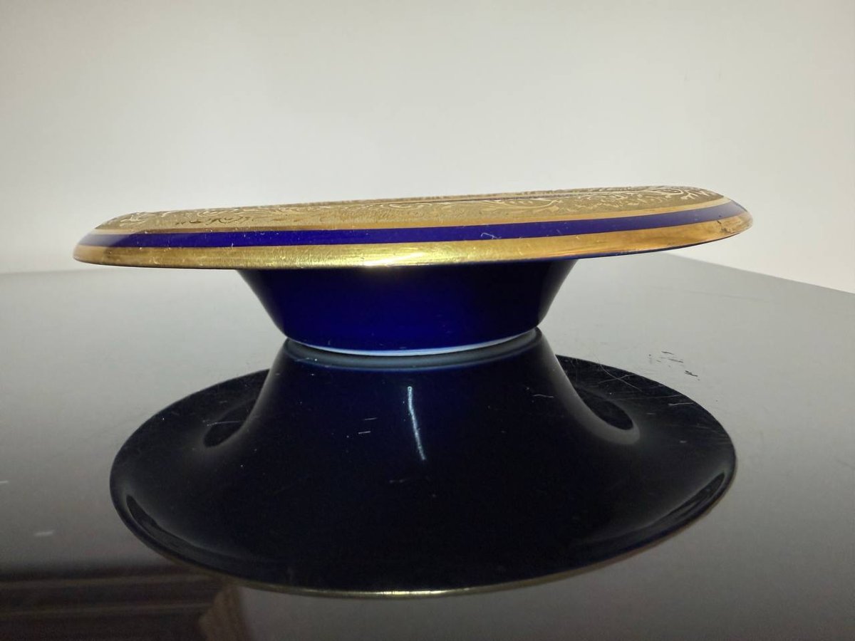 Cendrier en porcelaine de limoges , cobalt bleu-photo-3