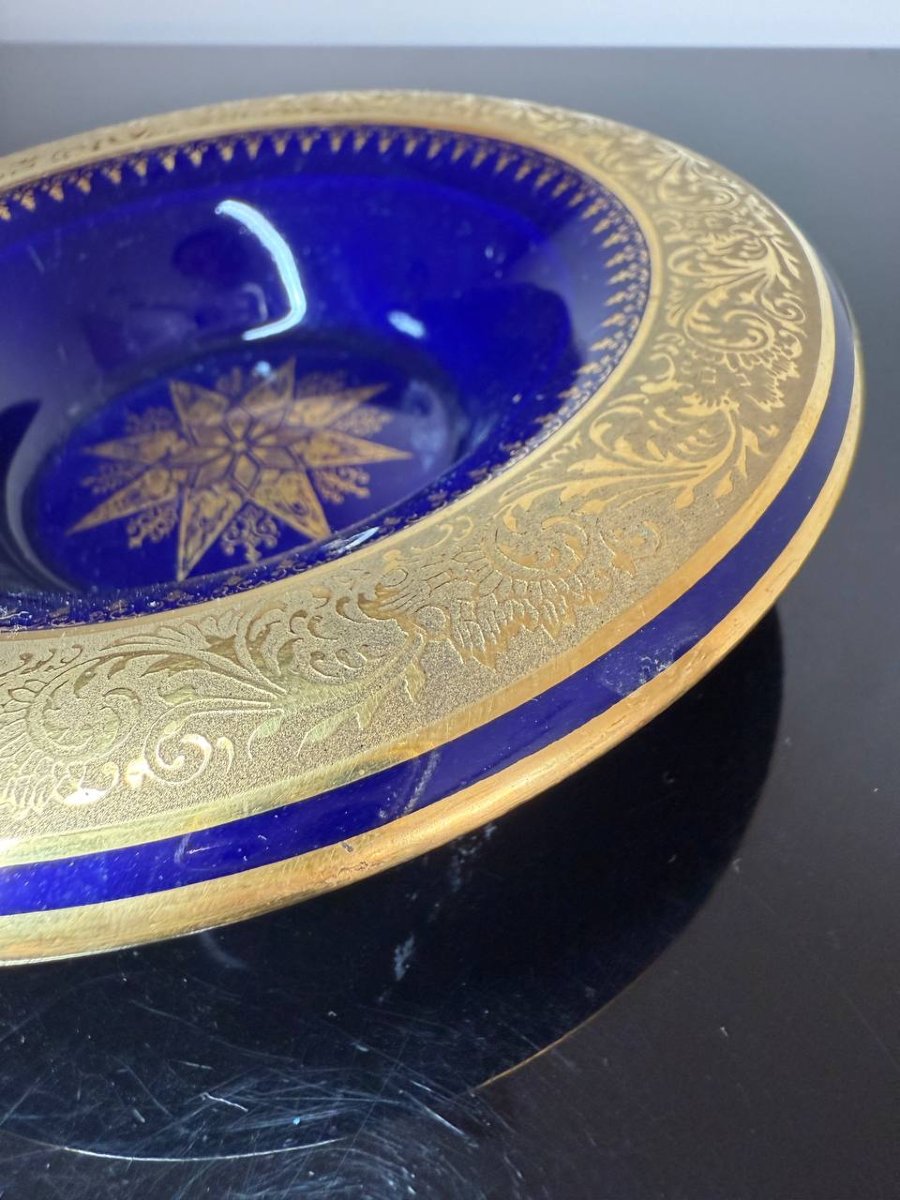 Cendrier en porcelaine de limoges , cobalt bleu-photo-4