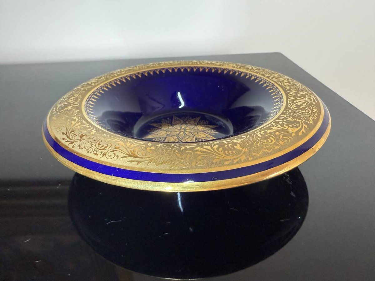 Cendrier en porcelaine de limoges , cobalt bleu