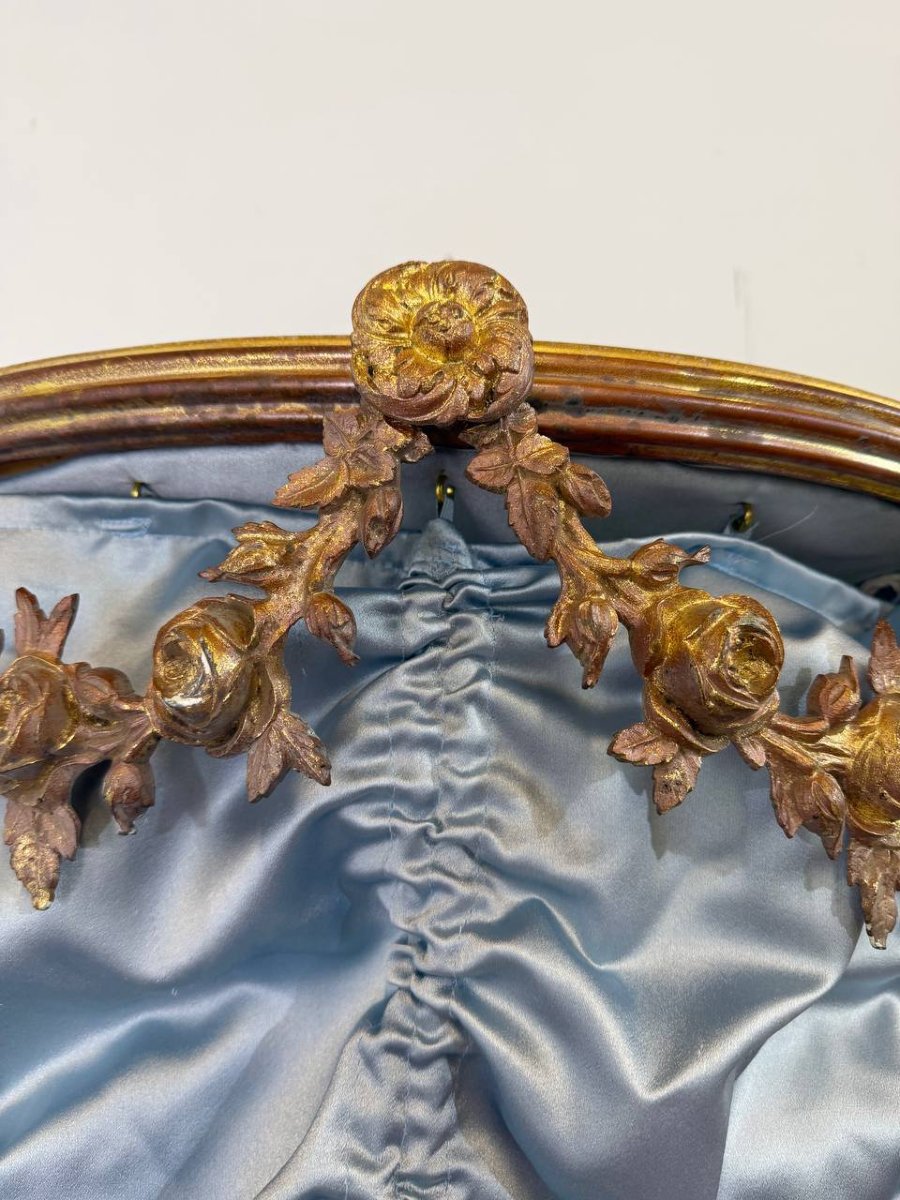 Ciel de lit à la polonaise,guirlandes de fleurs,bronze style Louis XVI,BALDAQUIN ou Cantonnière-photo-5