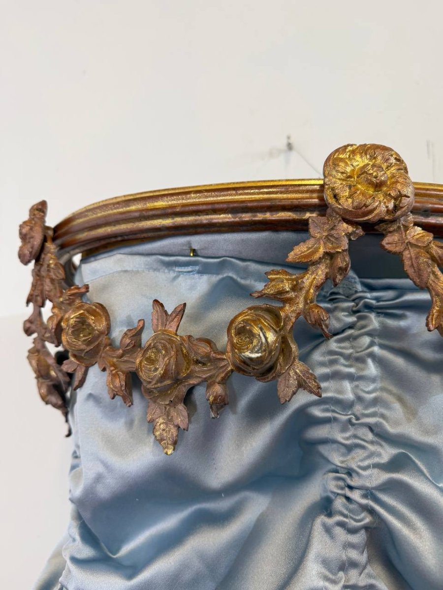 Ciel de lit à la polonaise,guirlandes de fleurs,bronze style Louis XVI,BALDAQUIN ou Cantonnière-photo-6
