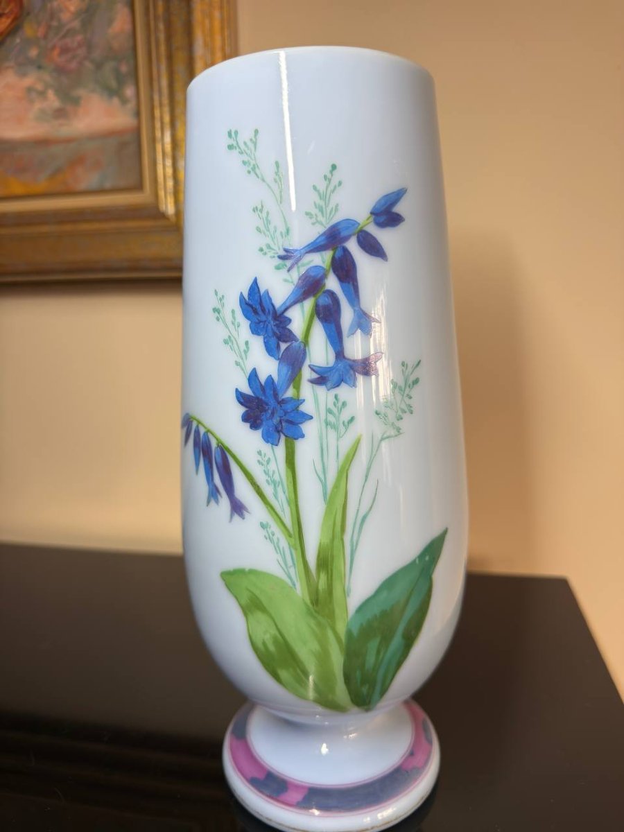 Vase en opaline ,  décor floral-photo-3