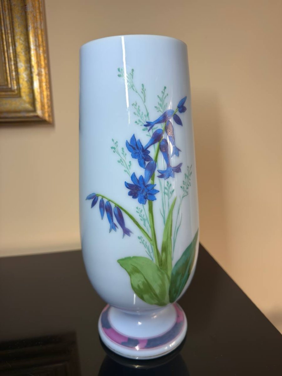 Vase en opaline ,  décor floral-photo-2