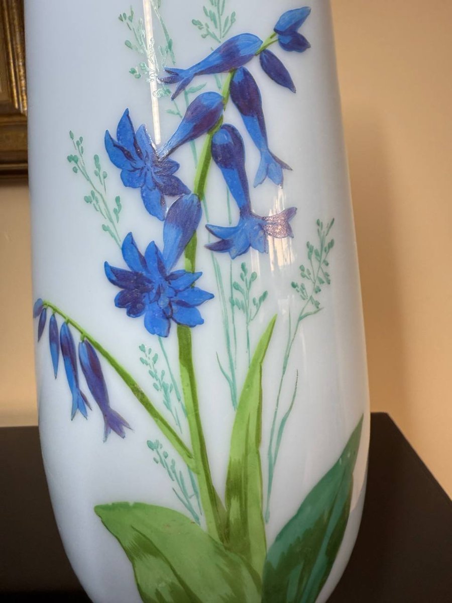 Vase en opaline ,  décor floral-photo-3