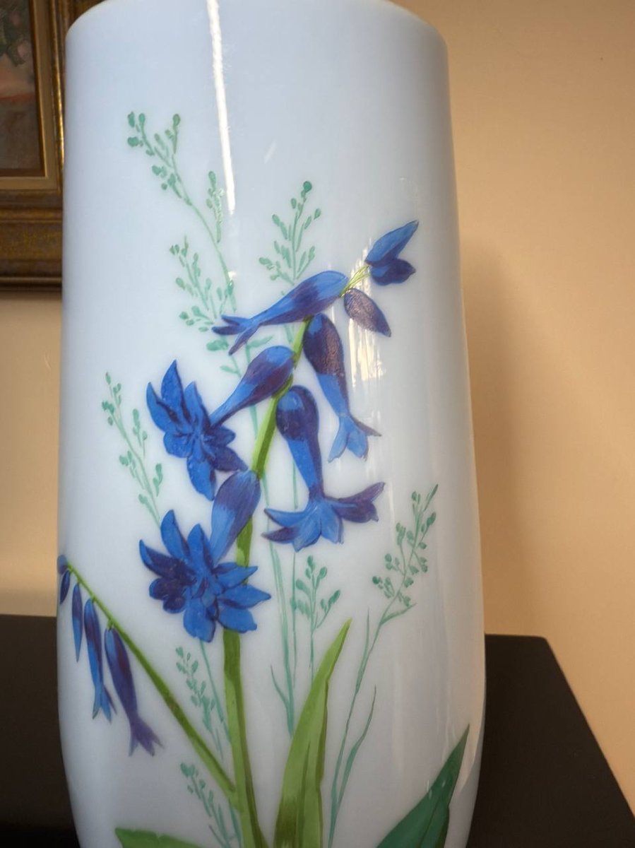 Vase en opaline ,  décor floral-photo-5