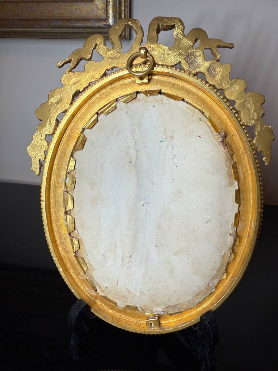 Miniature « élégante Dame » présentée dans un remarquable cadre de style Louis XVI.-photo-7