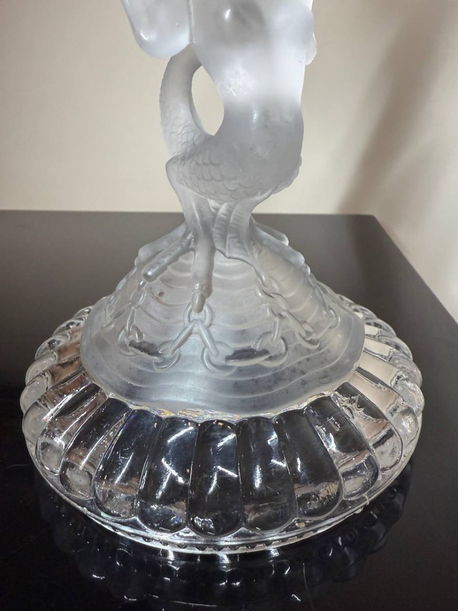 Lampe à huile provençale en verre moulé,  lampe de dentellière, Cristallerie de Portieux-photo-2