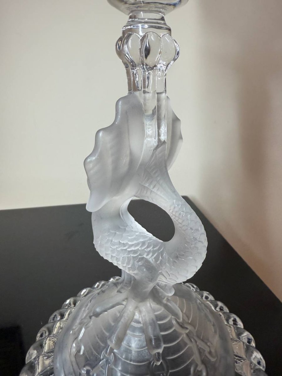 Lampe à huile provençale en verre moulé,  lampe de dentellière, Cristallerie de Portieux-photo-3