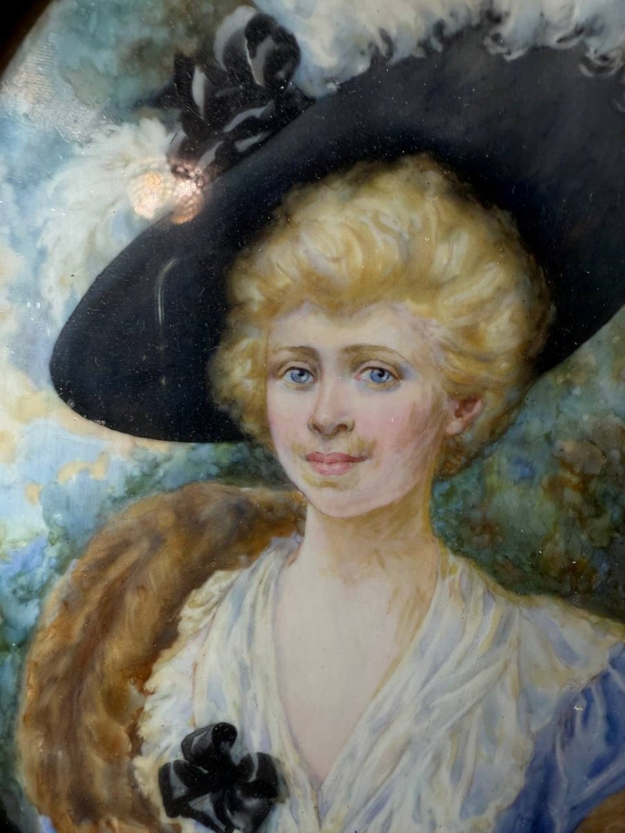 Miniature: An Elegant Woman From The Belle époque, Painted By The Artist J. Gouy-barrot-photo-3