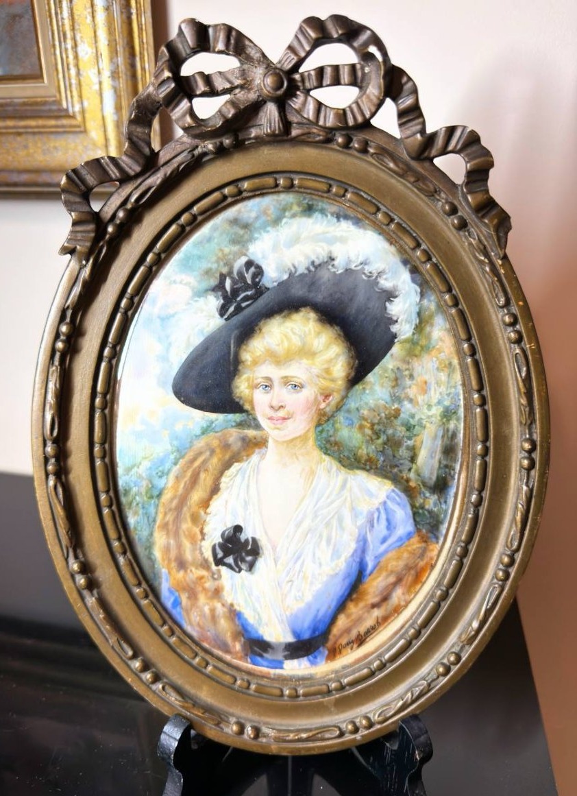 Miniature: An Elegant Woman From The Belle époque, Painted By The Artist J. Gouy-barrot