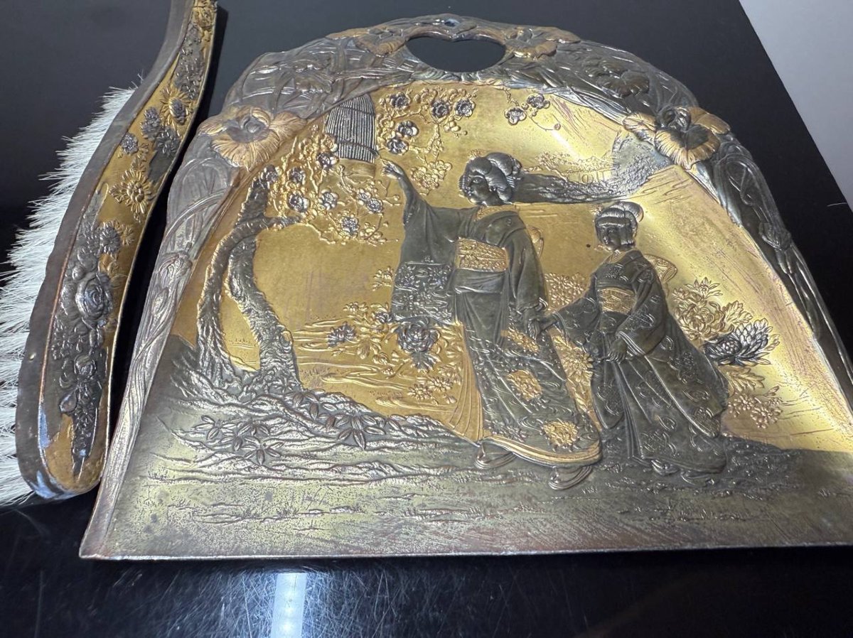 Vintage Art Nouveau Table Crumb Tray, "japanese" Style-photo-4