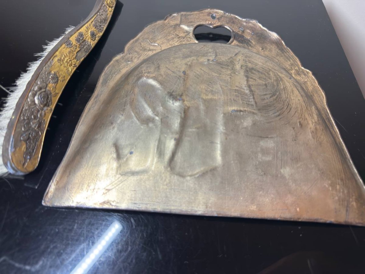 Vintage Art Nouveau Table Crumb Tray, "japanese" Style-photo-3