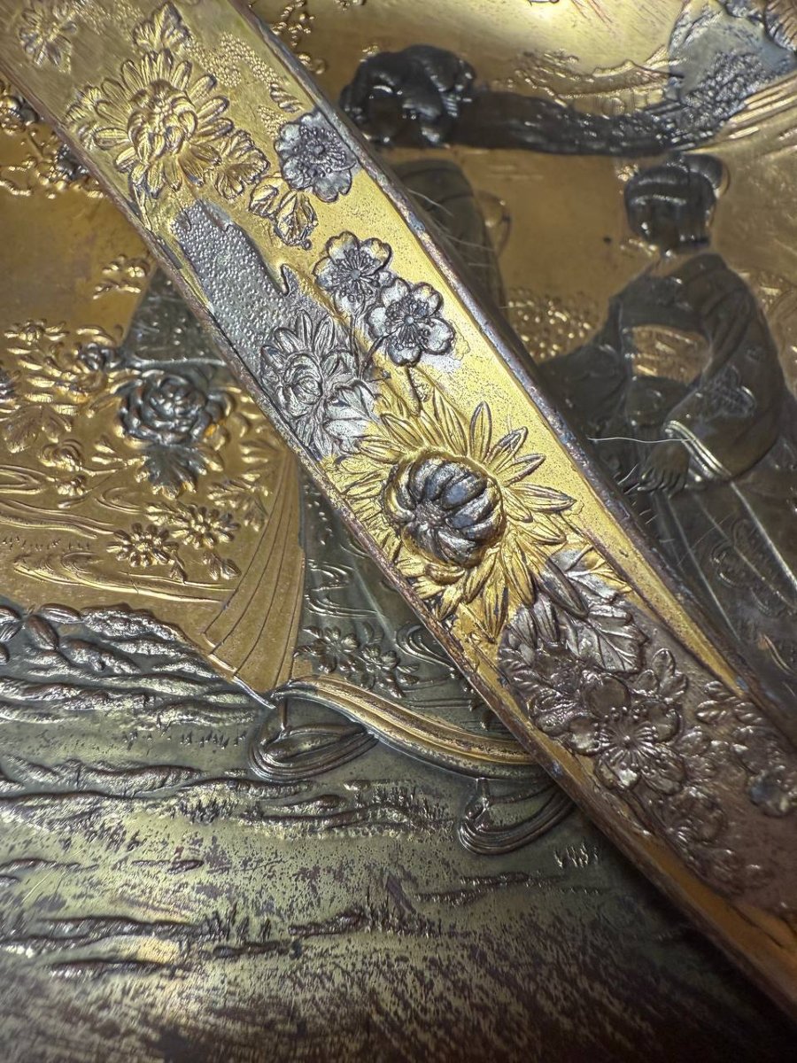 Vintage Art Nouveau Table Crumb Tray, "japanese" Style-photo-7