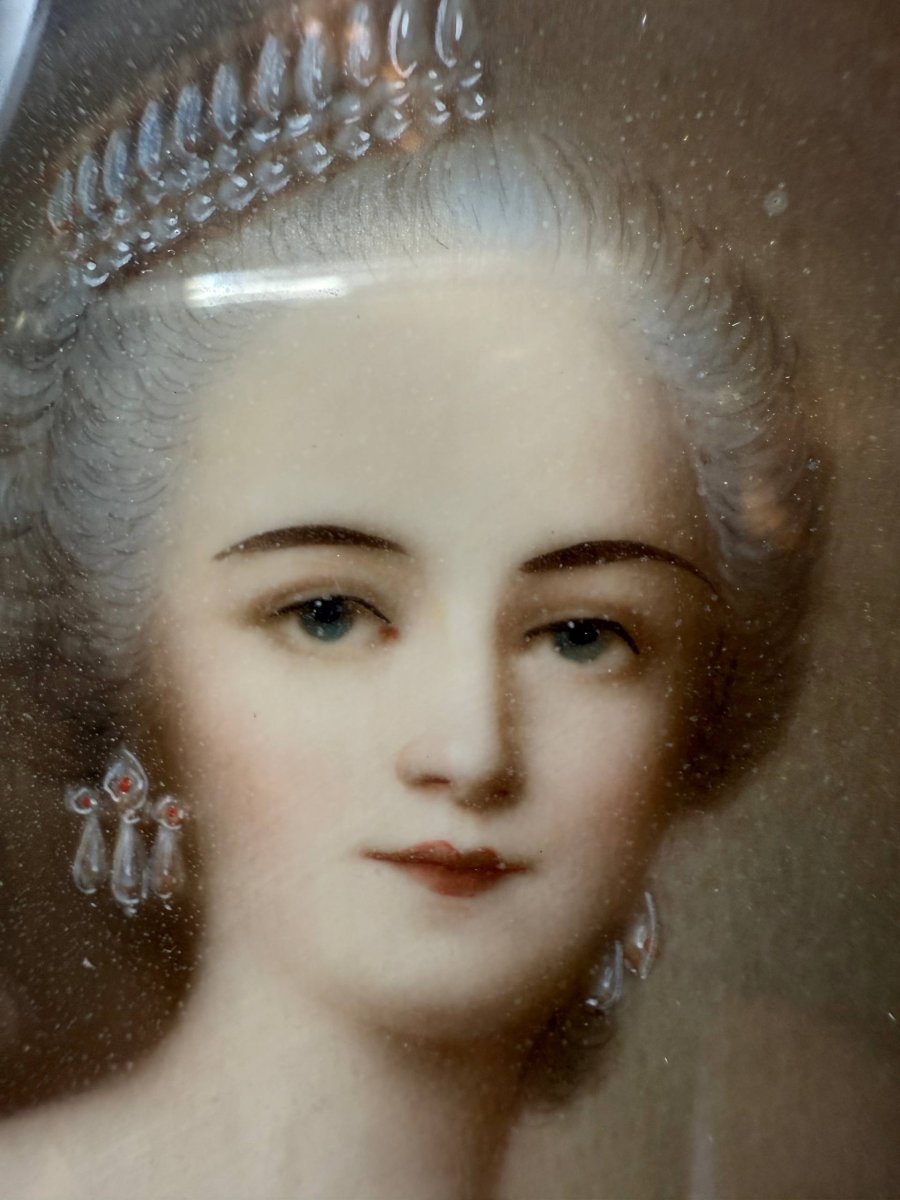 Tsarine Catherine II, dite « la Grande », impératrice de Russie , Portrait miniature.-photo-1