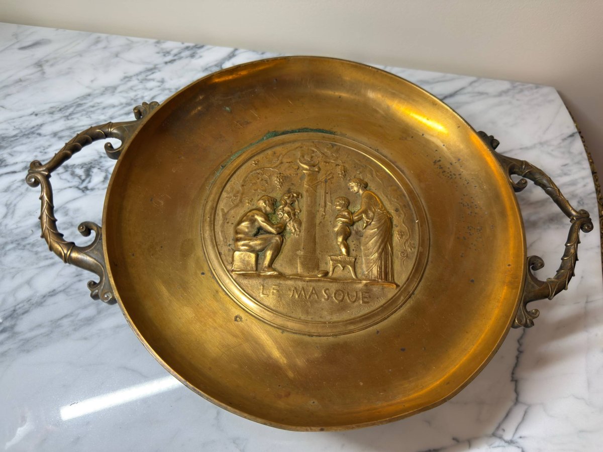 Patinated Bronze Cup Titled “le Masque” By Levillain And F. Barbedienne