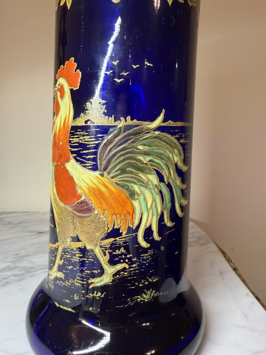 Vase en verre bleu cobalt, dans le goût de François-Théodore Legras-photo-2