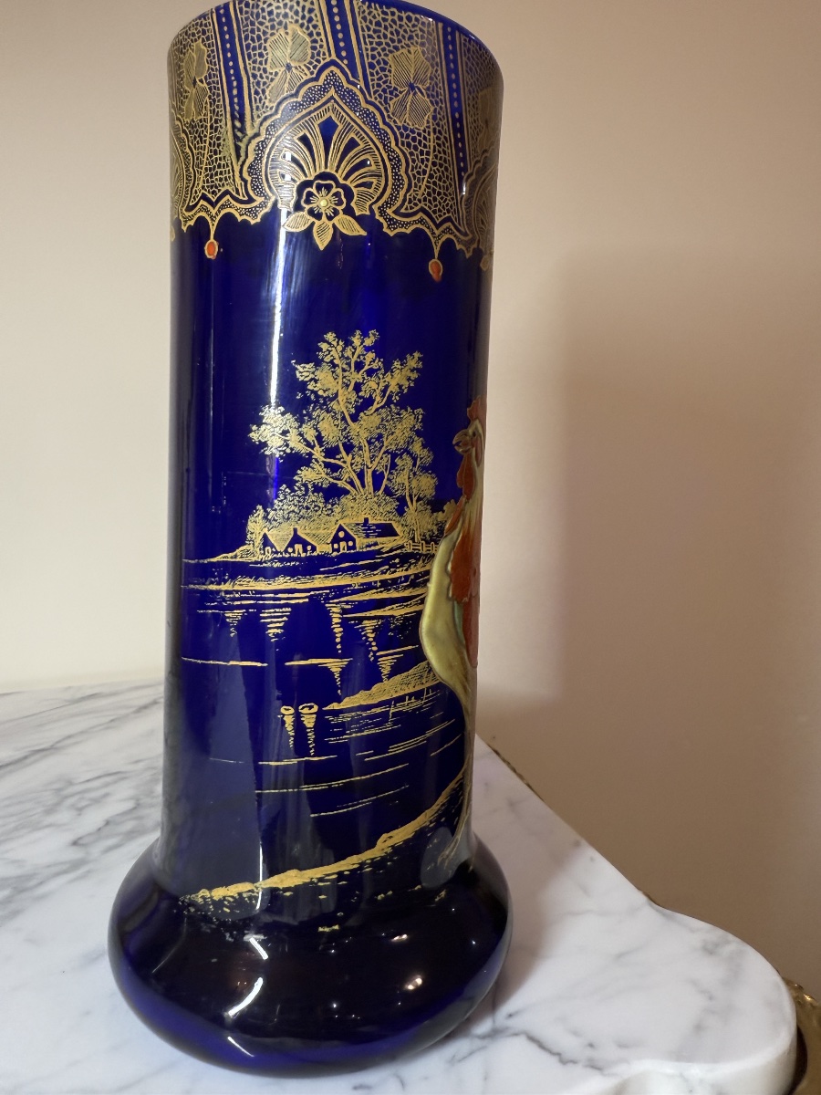 Vase en verre bleu cobalt, dans le goût de François-Théodore Legras-photo-4