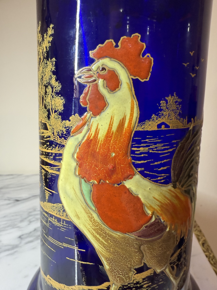 Vase en verre bleu cobalt, dans le goût de François-Théodore Legras-photo-4