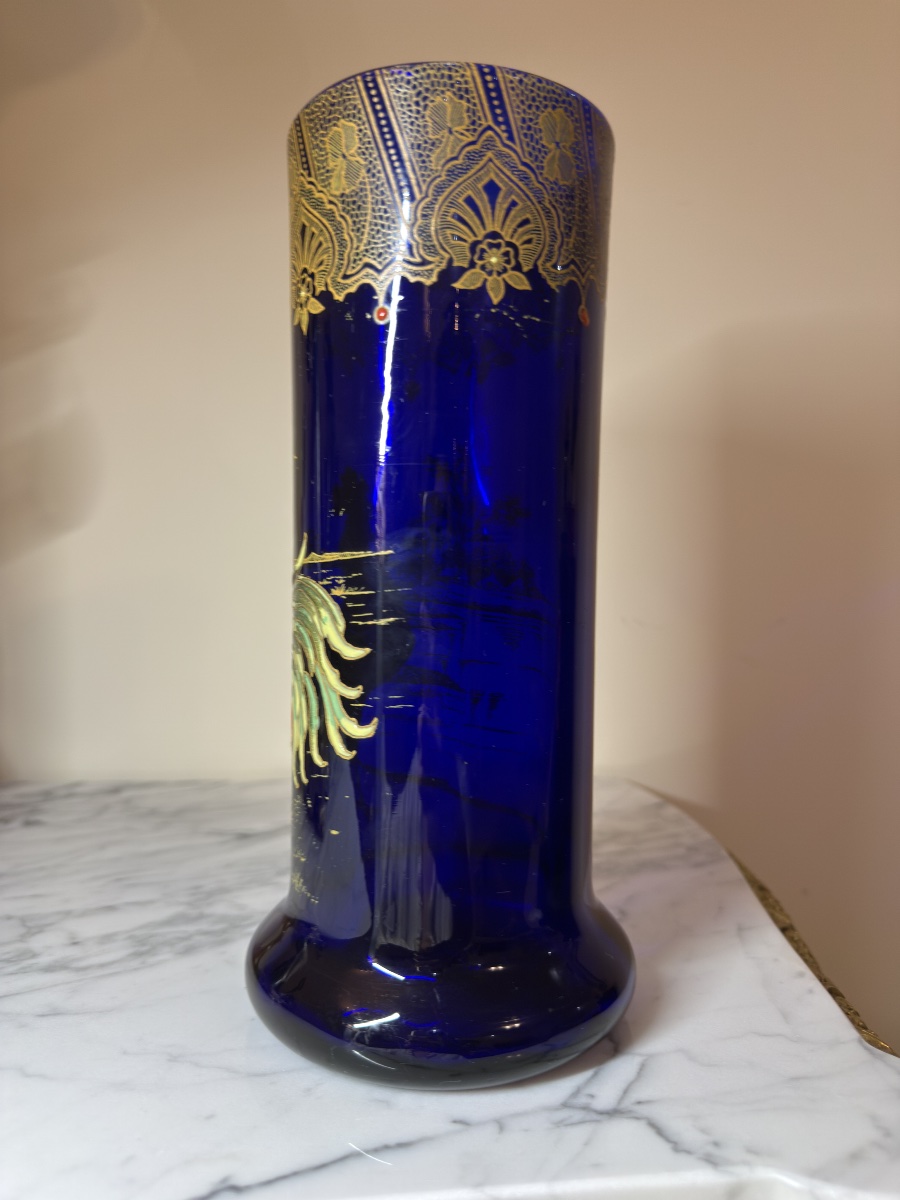 Vase en verre bleu cobalt, dans le goût de François-Théodore Legras-photo-5