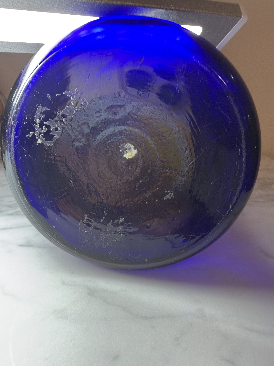 Vase en verre bleu cobalt, dans le goût de François-Théodore Legras-photo-8