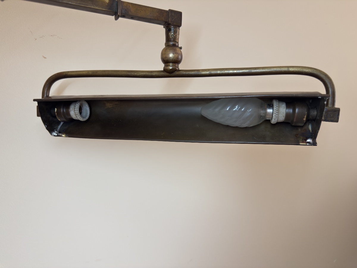 Lampe De Piano Ou De Bureau Articulée En Bronze Et Laiton – époque Art Nouveau, Vers 1900-photo-1