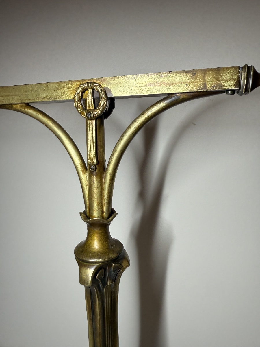 Lampe De Piano Ou De Bureau Articulée En Bronze Et Laiton – époque Art Nouveau, Vers 1900-photo-4