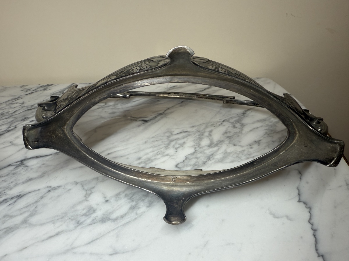 Centre de table ou corbeille à anses de style Art Nouveau, métal argenté Manufacture Minerva-photo-2