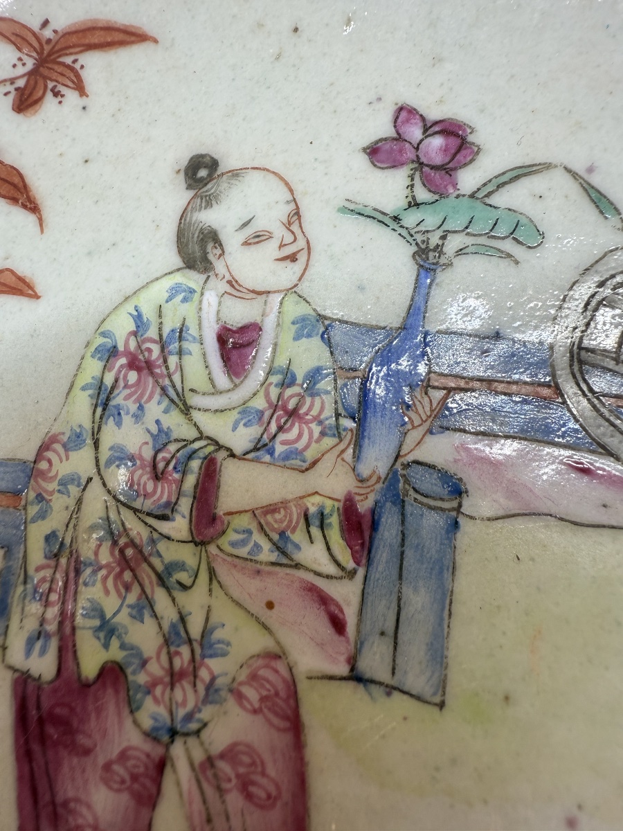 Plat creux en porcelaine de la Famille Rose, Chine, fin Qing / République-photo-5