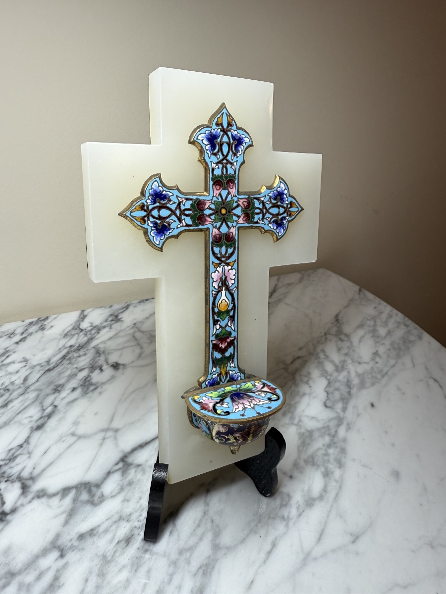 Bénitier en onyx et émaux cloisonnés-photo-1