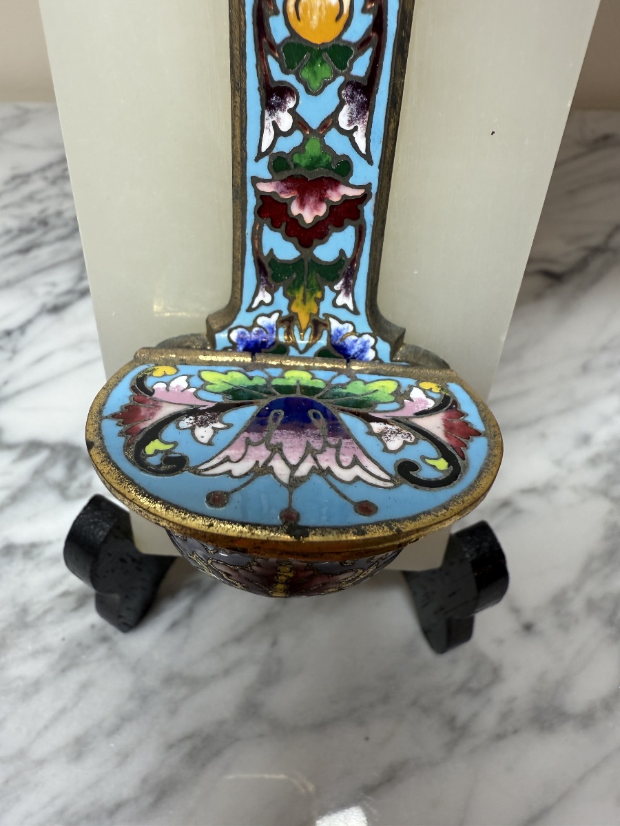 Bénitier en onyx et émaux cloisonnés-photo-4