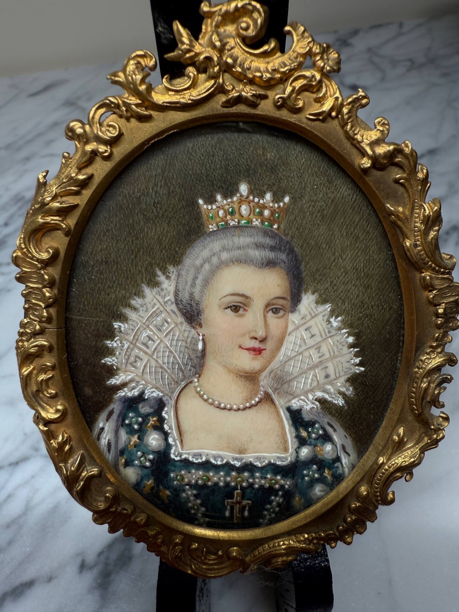 Miniature Portrait Of A Sovereign, 17th-century Style-photo-2