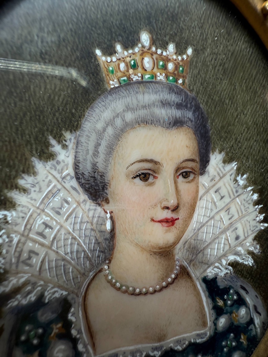 Miniature Portrait Of A Sovereign, 17th-century Style-photo-3