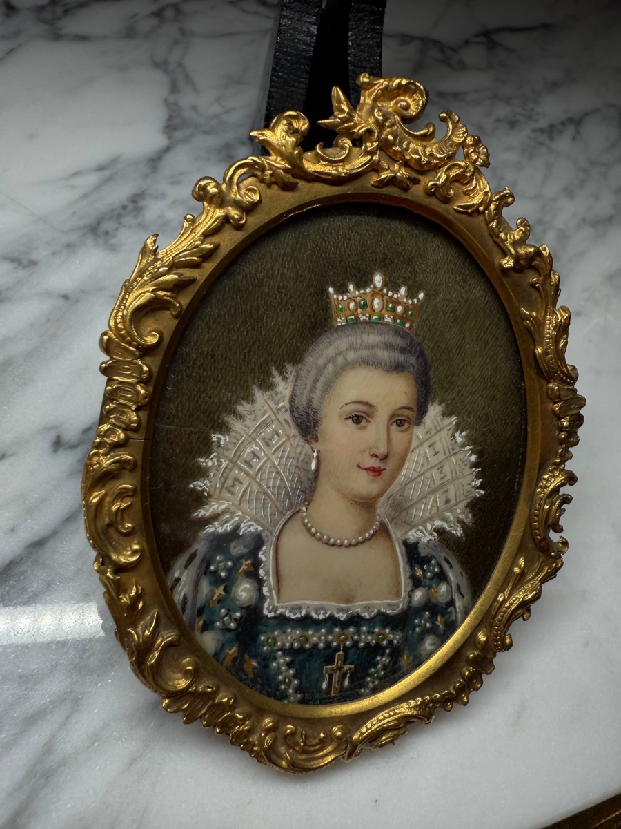 Miniature Portrait Of A Sovereign, 17th-century Style-photo-2