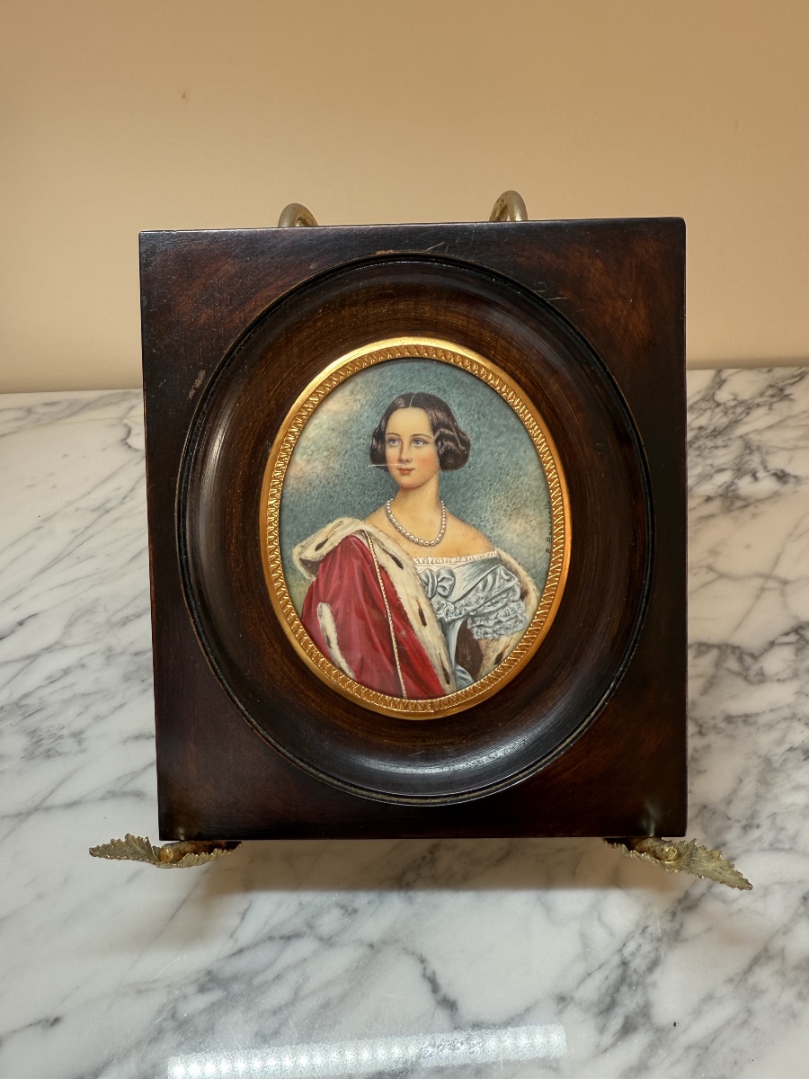 Portrait miniature de la reine Marie de Prusse (1825-1889), signé P. Rousselle, d'après J.K. St-photo-4
