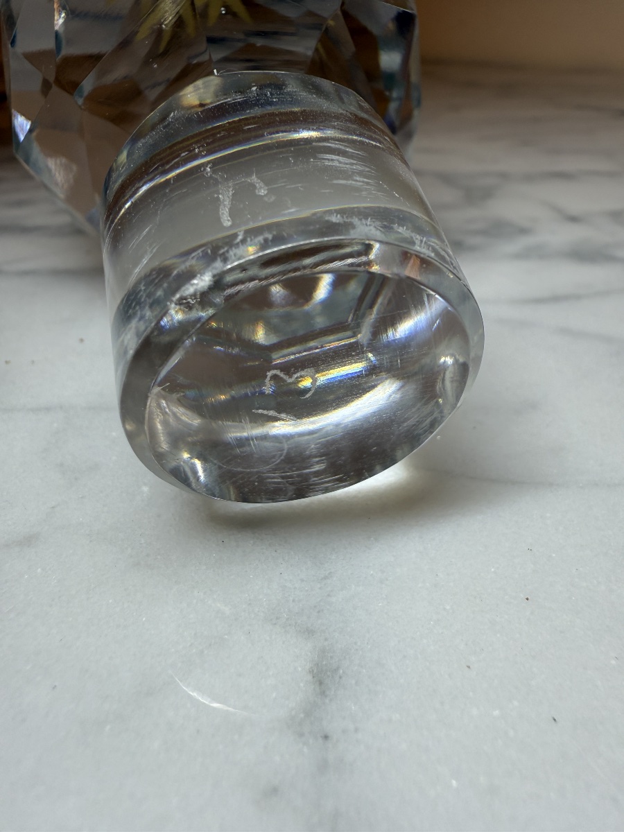 Flacon carafe Baccarat modèle "Douai" en cristal taillé et or fin, circa 1900 - H. 22 cm-photo-3