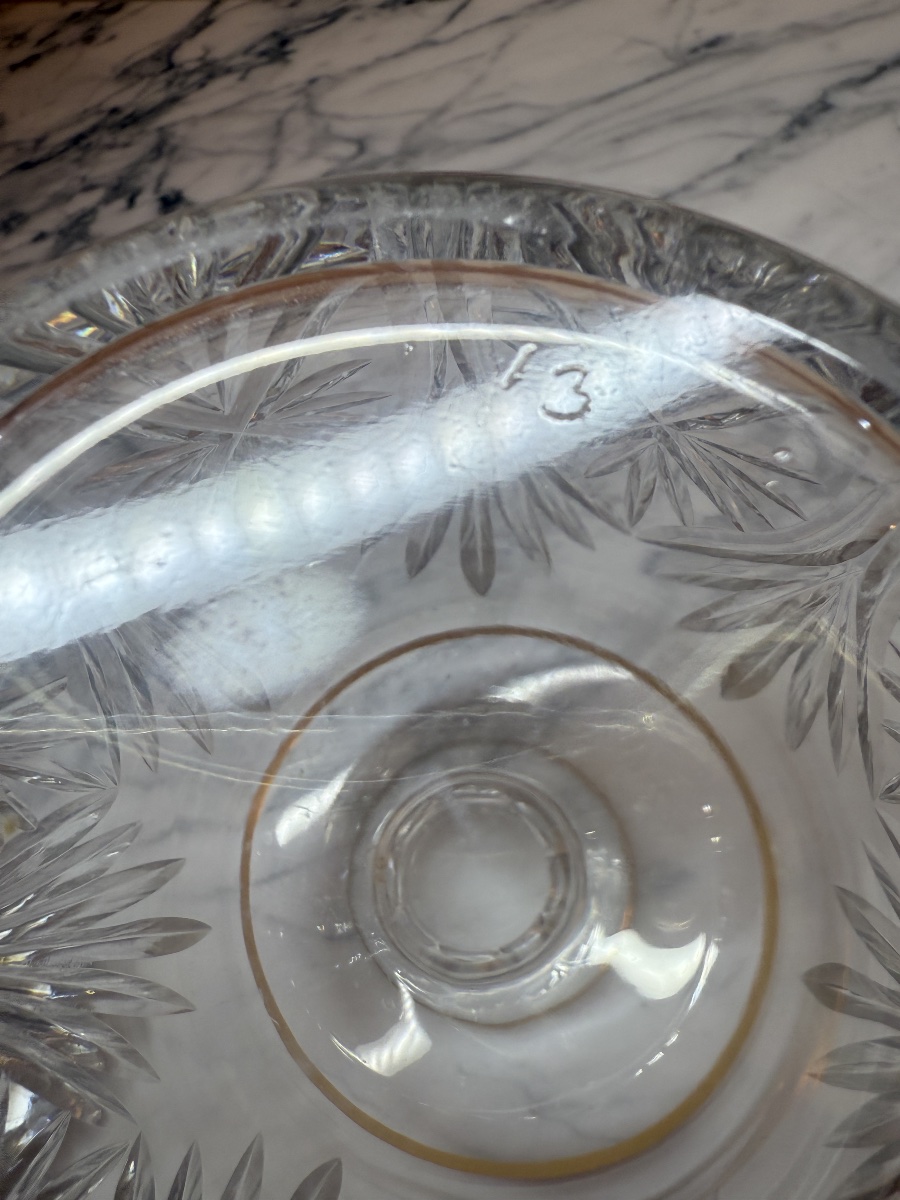 Flacon carafe Baccarat modèle "Douai" en cristal taillé et or fin, circa 1900 - H. 22 cm-photo-5