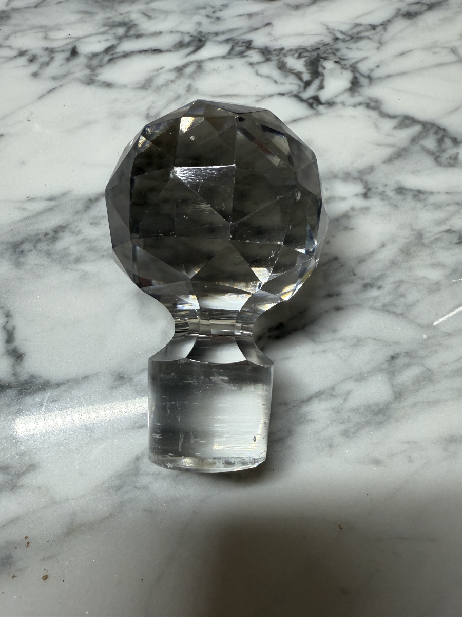 Flacon carafe Baccarat modèle "Douai" en cristal taillé et or fin, circa 1900 - H. 22 cm-photo-6