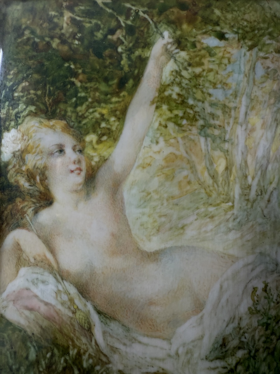Miniature Belle Époque « Le Repos de la Bacchante » d’après F. Maglin -photo-7