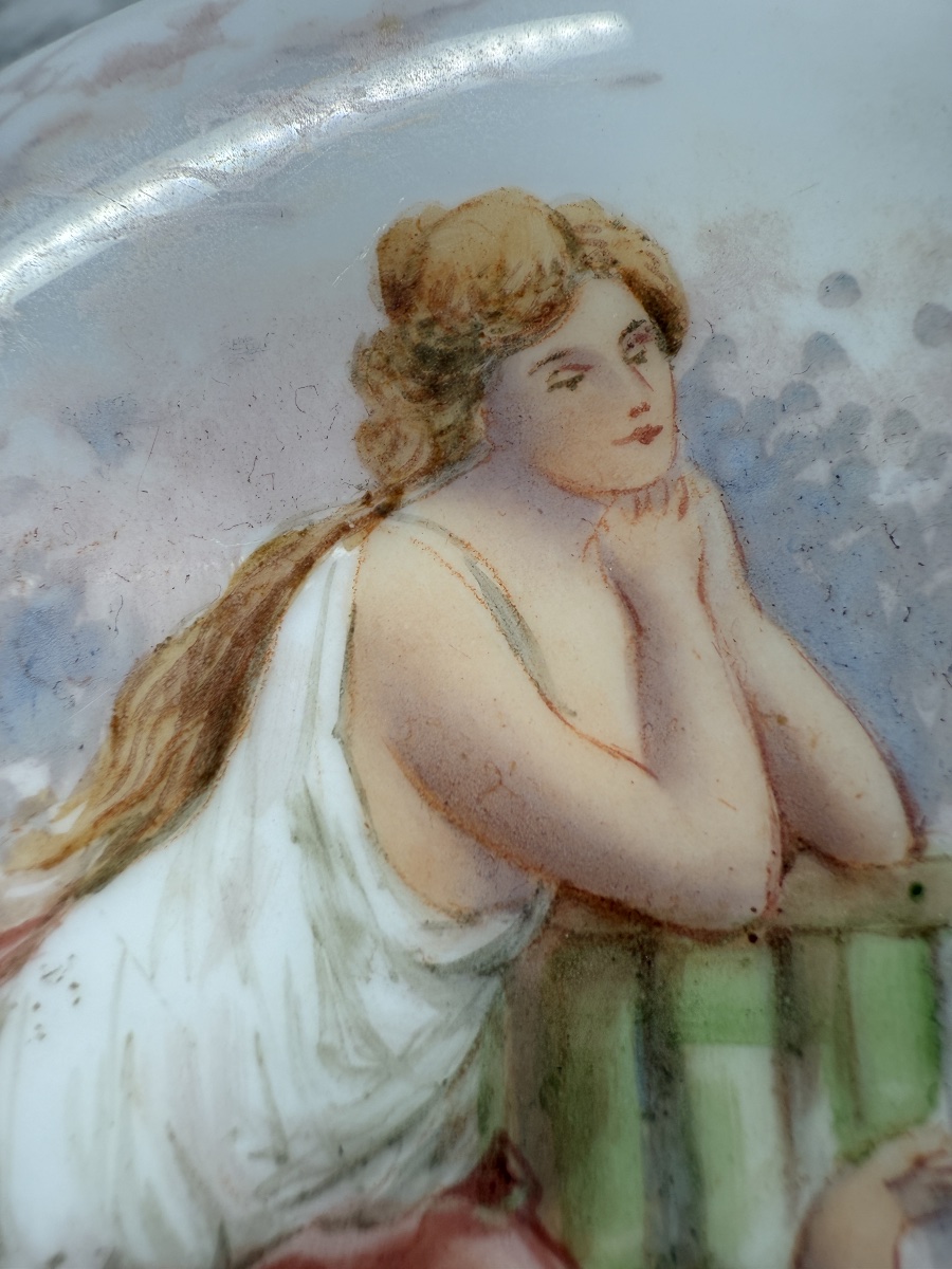 Grande Boîte ou Bonbonnière en Opaline Belle Époque  – Décor Cupidon signée THY-photo-4