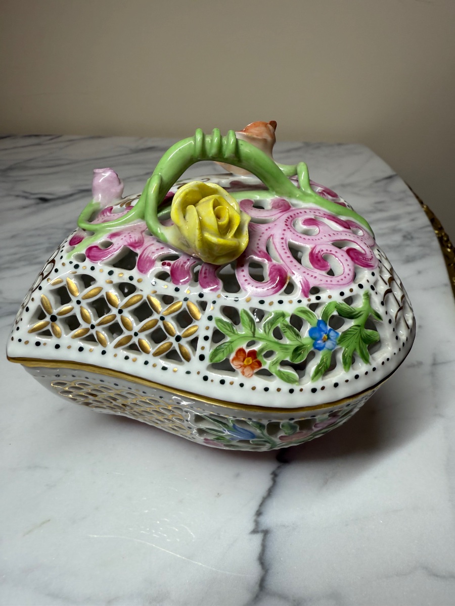 Herend Porcelain Box (openwork Heart Shape)