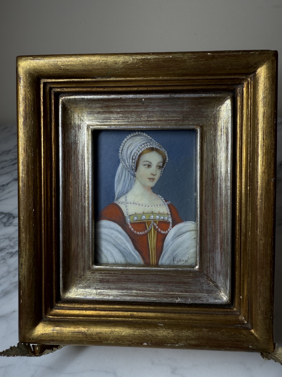 Miniature, Portrait Of Claude Of France – Signed J. Souvi-photo-5
