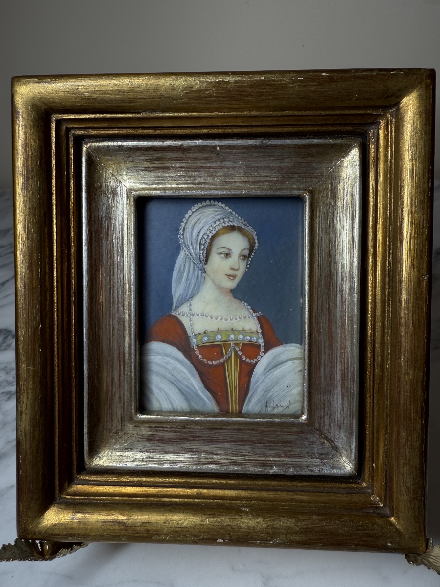 Miniature, Portrait Of Claude Of France – Signed J. Souvi-photo-8